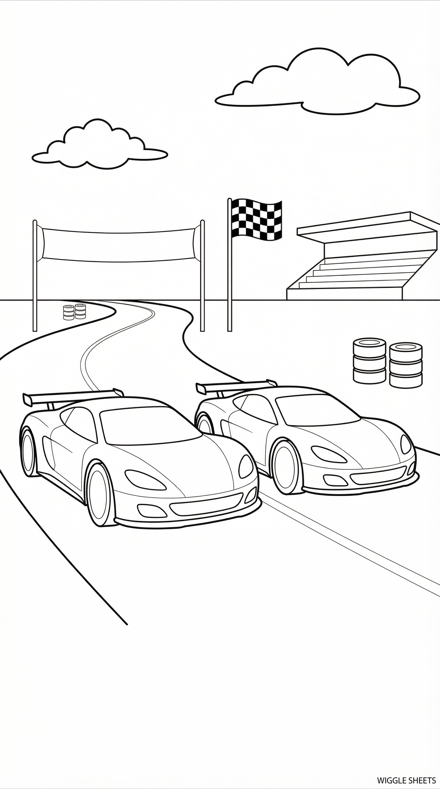 Race Track Scene Coloring Page